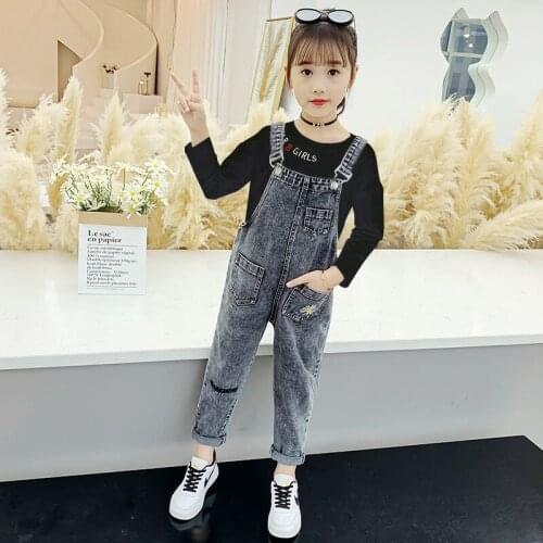 Flying Whales Denim Overalls For Girls