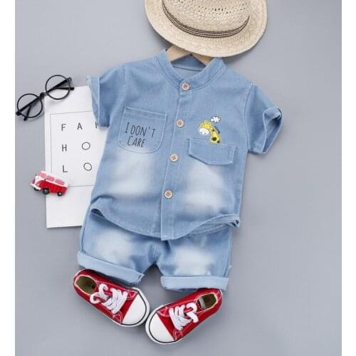 Toddler Baby Boys Clothing Set Infant Clothes Cartoon Giraffe Coat + Denim Shorts 2PCS Kids Casual Suit Children Tracksuit