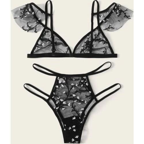 Womens Sexy Bras and Panties Set Erotic Womens Underwear Embroidery Cutout Sexy Fashion Comfortable Breathable Bra Underwear