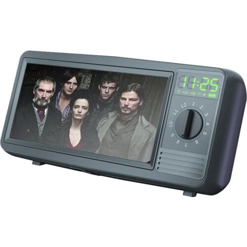 Creative Retro TV Bluetooth Speaker Qi Fast Wireless Charger for iphone Huawei Xiaomi Standing Alarm Clock USB