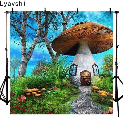 Lyavshi cartoon fairy tale forest photography background mushroom mushroom flower banner photography background