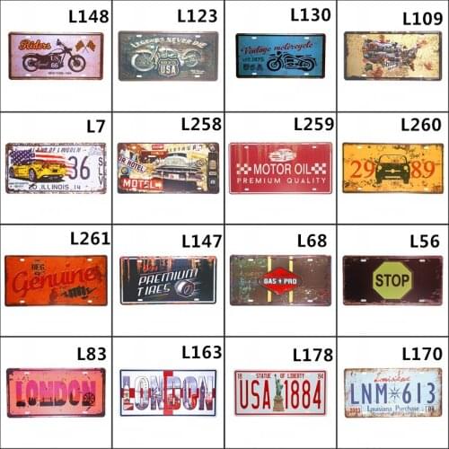 Motor Car Metal Tin sign Route 66 Car Plate License Plaque Poster Bar Club Wall Garage Home Decor 15x30cm