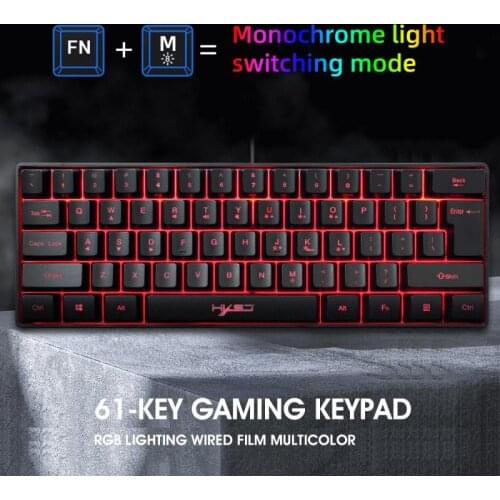 Mini Universal V700 RGB Gaming Mechanical Keyboard 61 Keys USB Wired LED Backlight Portable Keyboards For PC Computer Gamer