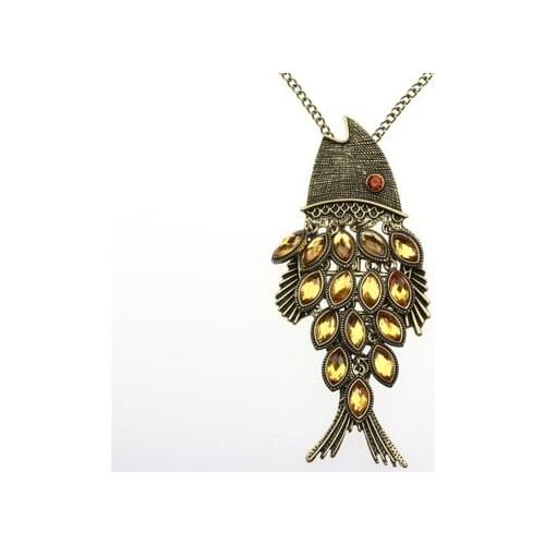 Fashion Jewelry Big Fish Pendant Necklace Long Sweater Necklace