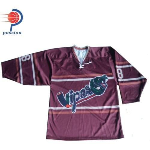 MOQ 5pcs Custom Design Ice Hockey Jersey with Purple Quick Drying
