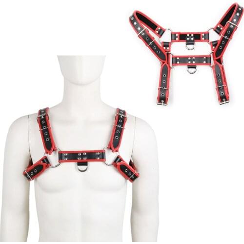 PU Leather Male Chest Harness BDSM Bondage Slave Fetish Restraints Straps Belts Sex Toys Adult Toys Costumes Props For Men
