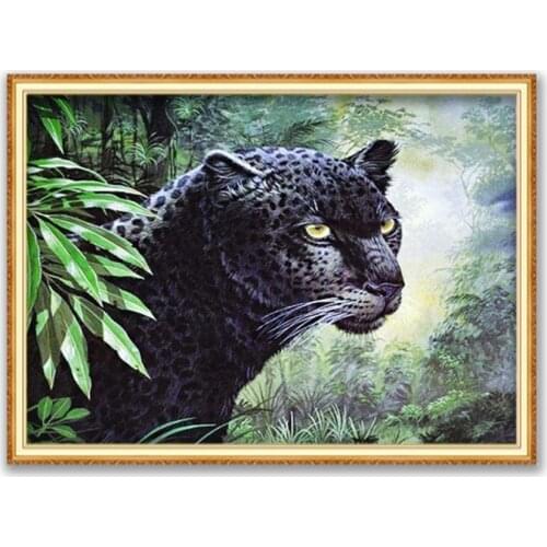 Animal Black Panther DIY Cross Stitch 11CT Embroidery Kits Craft Needlework Set Printed Canvas Cotton Thread Home Decoration Hot