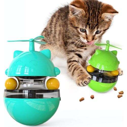 New Cat Food Toy Tumbler Tease Cat Stick Shake Spilled Food Play Ball Interactive Cat feeder Top Ball Kitten Dog Toy