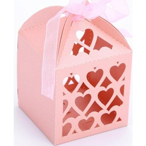 New Laser Cut Candy Box With Ribbons Chocolates Boxes Bag Gifts For Guests Wedding Mariage Baby Shower Party Decoration Supplies
