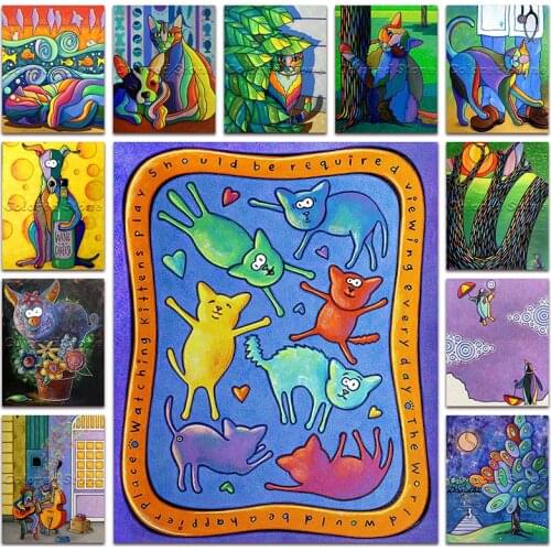 New 5D Full Square Diamond Painting Embroidery Cross Stitch Cartoon Cat dog penguin tree 3D DIY Round Drill Drawing Mosaic 631