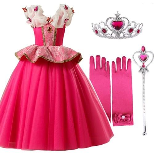Girls Dresses Sleeping Beauty Cosplay Princess Dress For Girls Kids Halloween Birthday Party Tutu Dress for Christmas