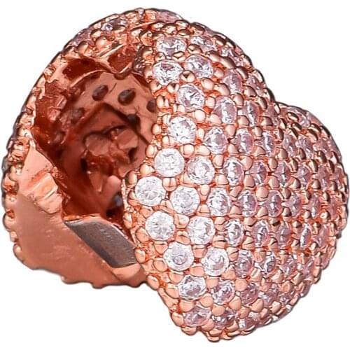 Fits for Pandora Charms Bracelets Pave Open My Heart Rose Clip Beads 100$% 925 Sterling Silver Jewelry Free Shipping