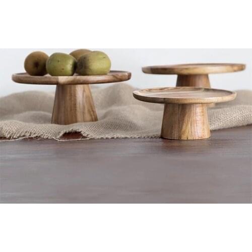 Fruit Tray Natural Rubber Wood Living Room Household Dried Fruit Dessert Cake Fruit Tray Dessert Decoration Kitchen Supplies