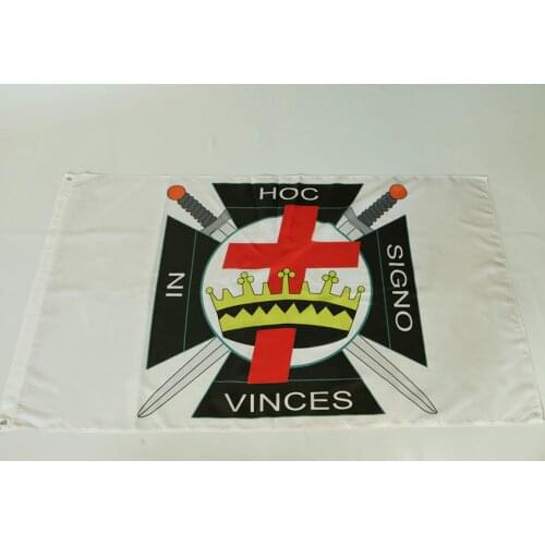 CustPrint Knights of Templar Flag Malta In Hoc Signo Vinces Crusader Christian Masonic 3ft x 5ft Flags