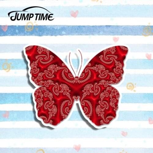 Jump Time 13cm x10.3cm Glamour Red Butterfly Vinyl Car Stickers Funny Bumper Window Car Laptop Decal Waterproof Car Styling