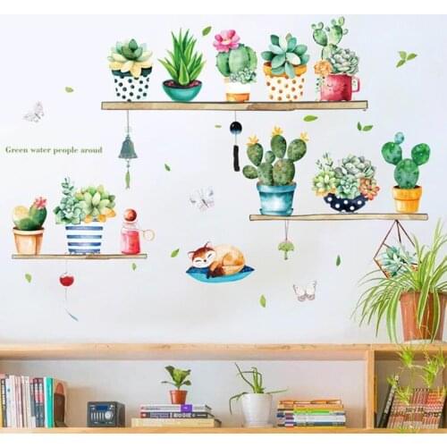 Garden plant bonsai home decor Wall Stickers for living room wall sticker flower kitchen PVC wall decals DIY decoration