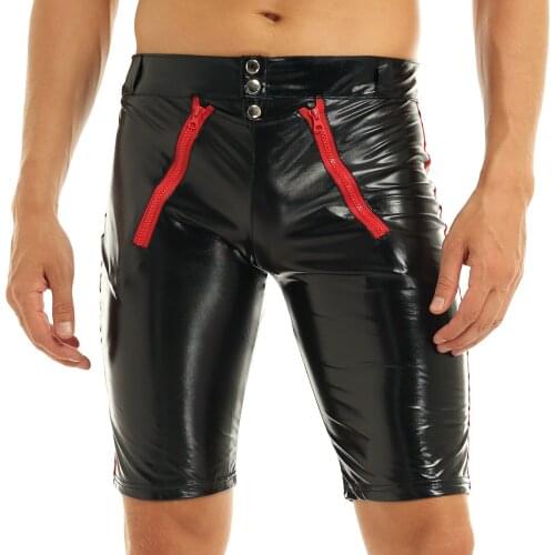 Gay Sexy Hot Pants Men PU Leather Wetlook Boxer Shorts Underpants Latex Pants Lingerie Underwear Clubwear Bikini Plus Size S-3XL