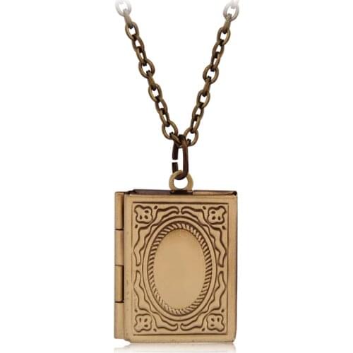 Fairy tale Story Book DIY Secret Message Locket Necklace Pendant 6 Colors Vintage Gift For Lover Couples Custom Message