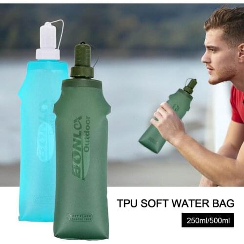 250ml 500ml Soft Flask Folding Collapsible Water Bottle TPU Free For Running Hydration Pack Waist Bag Vest For Running Climbing