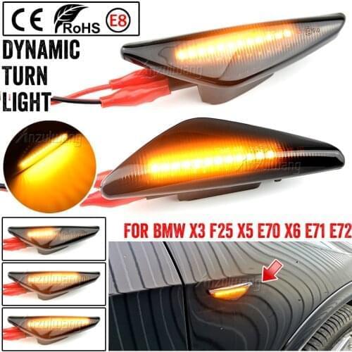 Smoked LED Sequential Dynamic Side Turn Signal Indicator for BMW X3 F25 X5 E70 X6 E71 ActiveHybrid X6 E72