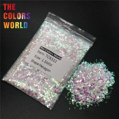 TCR322 White Iridescent Rainbow Hexagon Shape Nail Glitter Nail Art Decoration Face Glitter Makeup Body Paint Henna Tattoo DIY