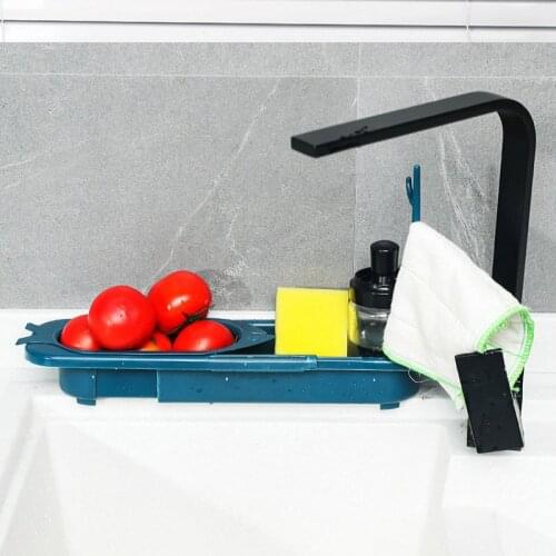 Telescopic Sink Shelf Expandable Adjustment Drain Basket Sink Holder Kitchen Soap Sponge Gadgets Storage Rack Kitchen Tool