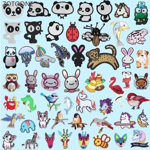 ZOTOONE Cute Animal Patch for Clothing Iron on Embroidered Sewing Applique Patches Sew on Fabric Badge DIY Apparel Accessories G