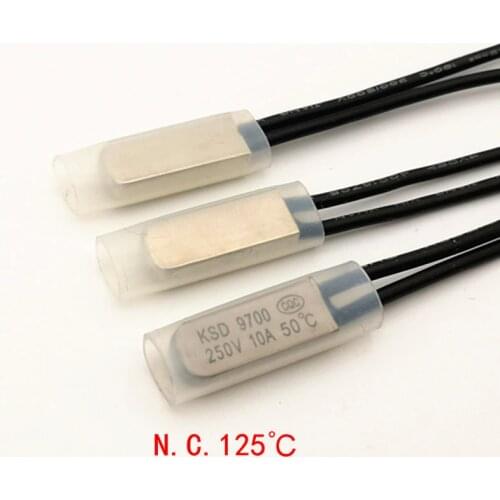 100pcs/lot 125C 10A KSD9700 Normally Close Thermostat, Temperature Switch, NC 125Celsius, Bimetal Disc