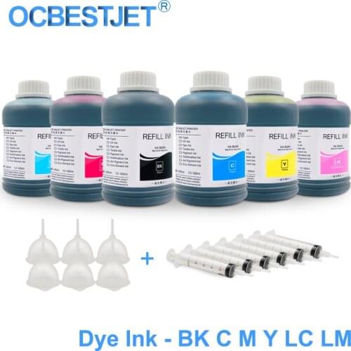 6x250ML Universal Dye Ink Refill Ink Kit For Epson SureLab D700 For Fuji DX100 Stylus Pro 7600 9600 7000 7500 9000 10000 10600