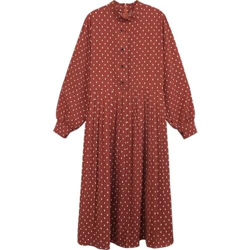 Spring Autumn Pregnancy Clothing Long Sleeve Maternity Dress Chiffon Shirts Dot Dresses Stand Collar Pregnant women loose tops
