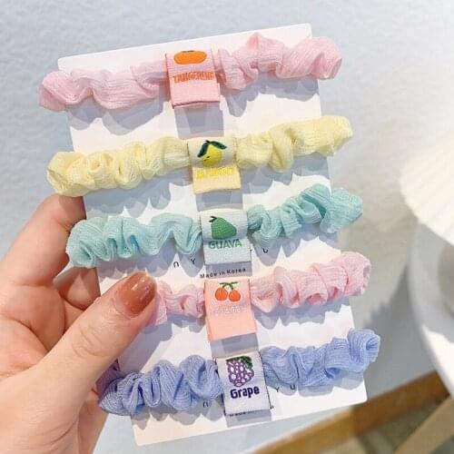 Women Fruit Print Hair Ties Scrunchies Girls Ponytail Hair Holder Rope Bands Fashion Cute Hair Accessories Rubber Bands Headwear