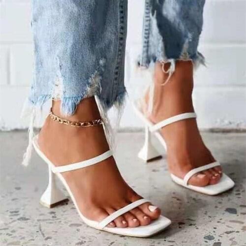 Zapatos De tacón alto para Mujer, Sandalias De tacón alto, color blanco, rosa y Beige Пляжная одежда