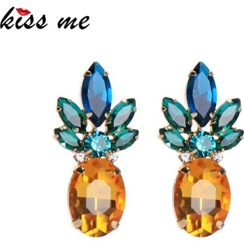 Kissme Classic Crystal Glass Drop Earrings For Women Anniversary Gift Gold Color Alloy Earrings New Fashion Jewelry Accessories
