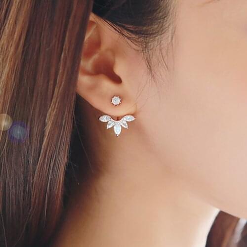 2020 Crystal Flower Drop Earrings for Women Fashion Jewelry Silver Color Zircon Rhinestones Earrings Gift for Party Best Friend