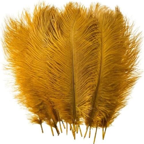 10/200pcs Gold Yellow Ostrich Feathers for crafts decoration DIY needlework feathers for jewelry making Wedding clothes Plumes