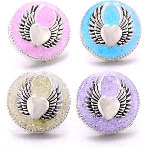 10PCS High Quality 18mm Snap Button Jewelry Flower Heart wings Snap Buttons Fit Snap Bracelet for Women Love Snaps Jewelry