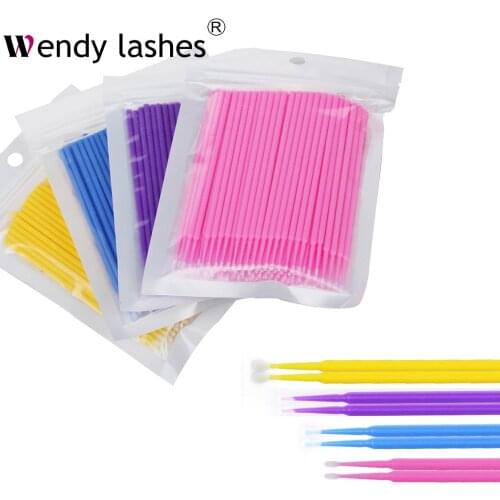100pcs/Bag Disposable Eyelashes Brushes Micro Lash Extension Kit Brush Eyelash Extensions Individual Lash Removing Makeup Tools