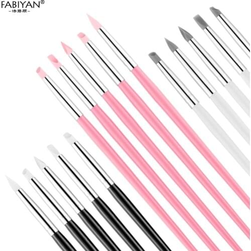 5Pcs Nail Art Silicone Pen Brush Carving Emboss Hollow Pottery Sculpture Shaping Clay Dotting UV Gel Polish Tools Set Manicure