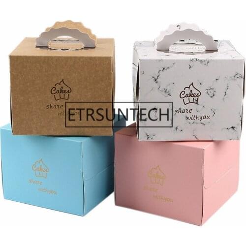 50pcs 6inch Cake Box Cupcake Packing Box with Window Biscuit Candy Storage Decoration Box