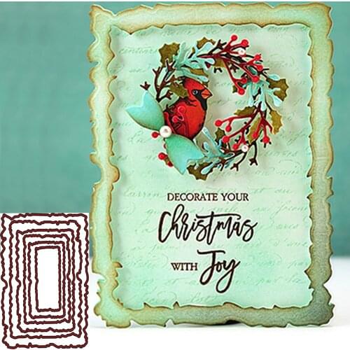 6pcs/Set Vintage Torn Rectangle Frame Metal Cutting Dies for DIY Scrapbooking Photo Album Embossing Paper Cards Decorative Craft