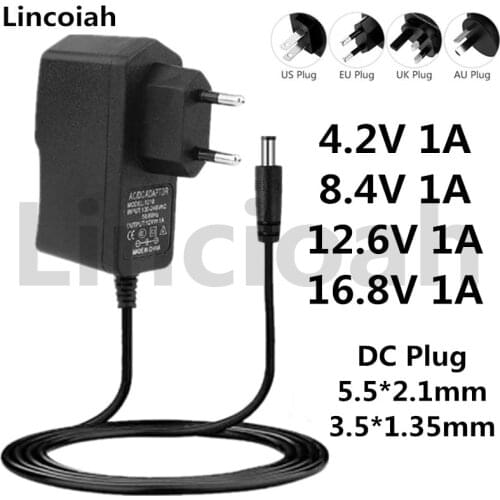4.2V 8.4V 12.6V 16.8V 1A 1000MA Adapter Power Supply 4.2 8.4 12.6 16.8 V Volt charger DC 5.5*2.1MM for 18650 lithium battery