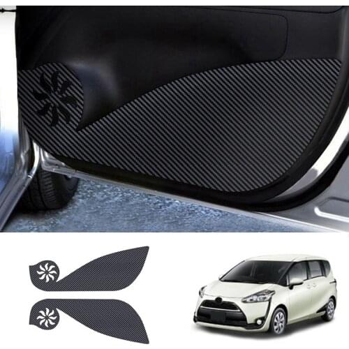 2Pcs Car Carbon Fiber Door Anti-Kick Pad Side Edge Protection Mat Cover for Toyota Sienta 2015-2021