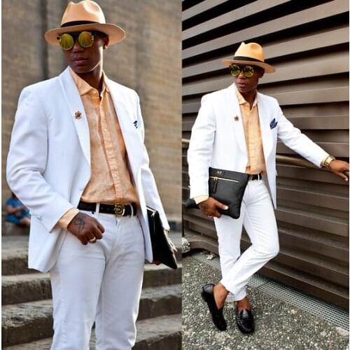 White Groom Wear Slim Fit Evening Wedding Dress Business Suits Prom Party Suits costume homme mariage luxe 2 Piece(Jacket+Pants)