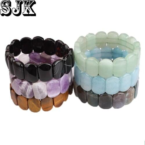 2019 Tiger Eye/Amethyst/tiger Eye/Agates Natural Stone Beads Made Bangles Bracelets for Women and Men Jewelry Gift