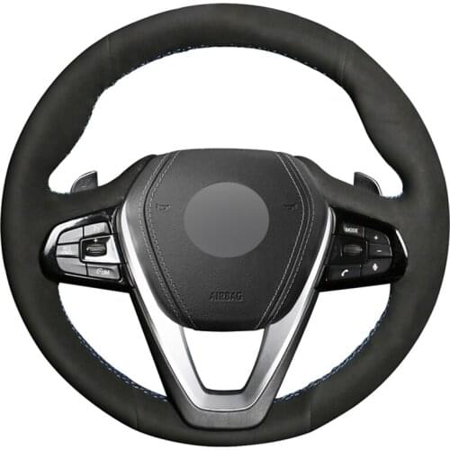 Black Suede DIY Car Steering Wheel Cover for BMW G20 G30 G31 530i 540i 530e G32 G11 G12 X3 X4 X5 X7 2017 2018 2019