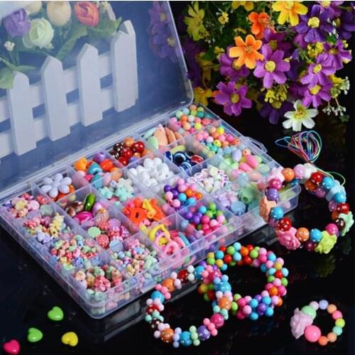 3D Handmade DIY Colorful Crystal Beads Girls Toys Set Jewelry Accessories Crafts Educational Toy Children Necklaces Bracelets
