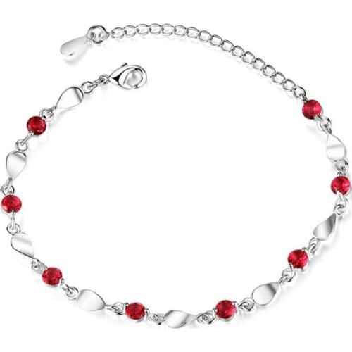 Fashion Lady Silver 925 Bracelets For Girls Jewelry Bright Crystal Blue Bracelet Female Princess Birthday Gift Fashion CZ Bangle