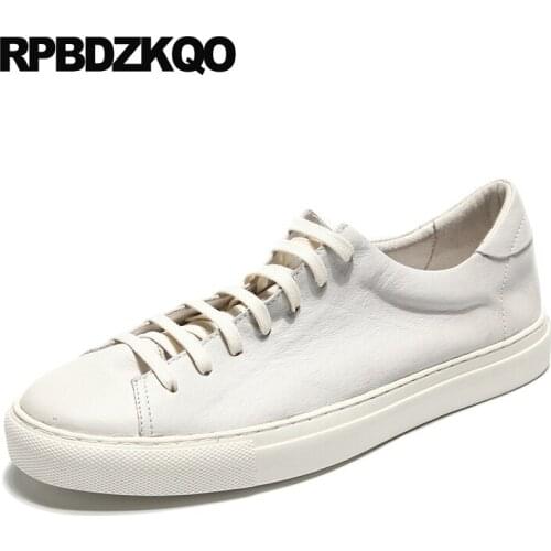 Real Leather Genuine Cow Sneakers Men British Casual Shoes White Runway Spring Trainers High Quality Skate Brand Black Italian
