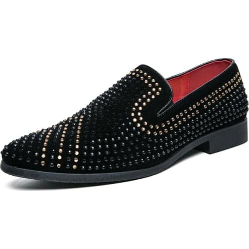 New Men Casual Shoes Rhinestone Designer Dress Shoes Loafers Fashion Formal Zapatos Hombre Wedding Party Flats Chaussure Homme