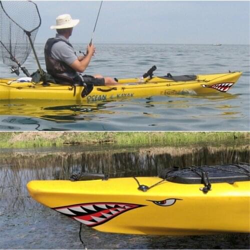 Car Fishing Stickers Lemon Shark Mouth Sticker Teeth Reflective Boat Decals Canoe Car Truck For Side Door Car Styling